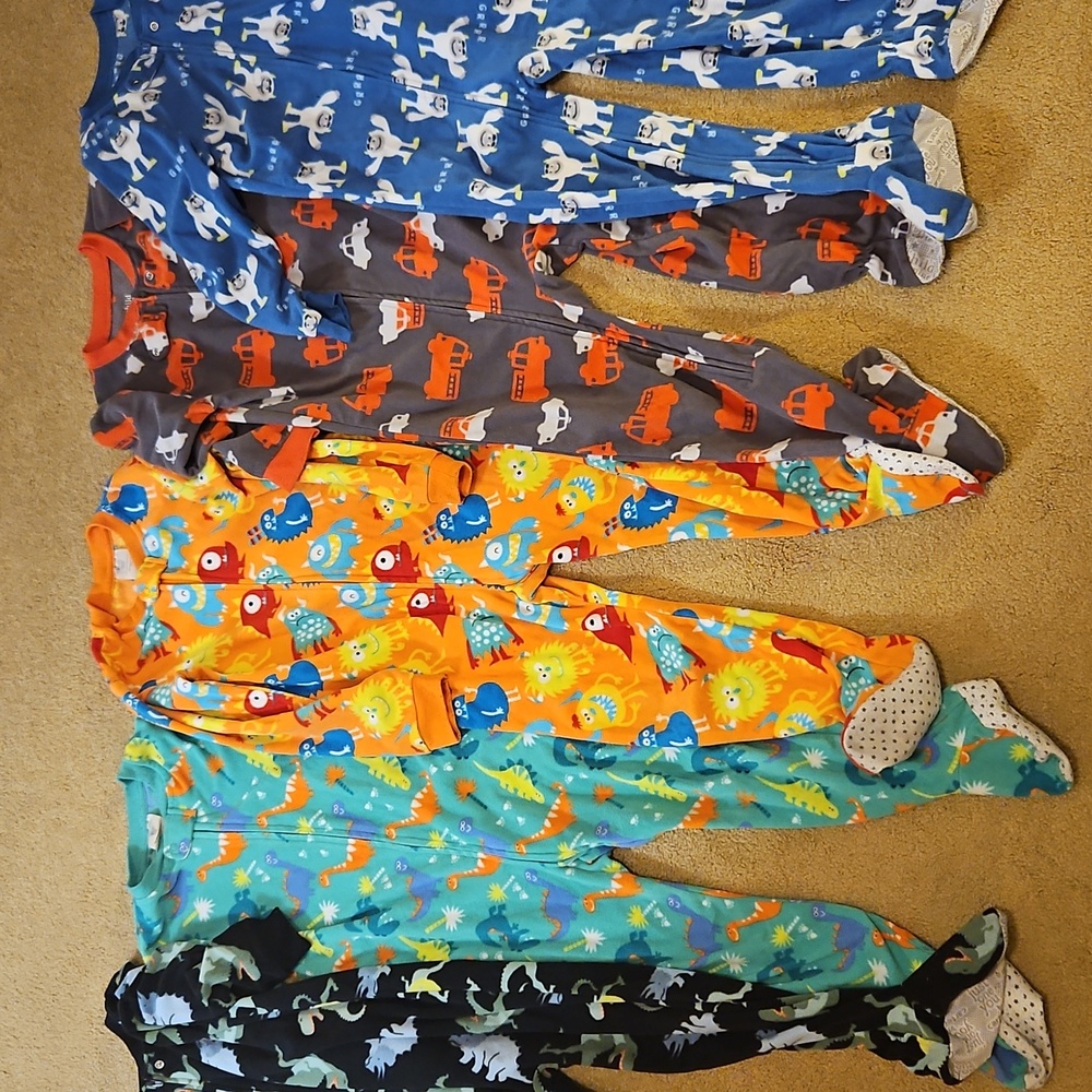 Five fleece footie pajamas